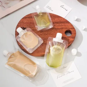 Disposable Transparent Spouted Pouch Beverage Packaging Bag Juice Yogurt Sealable Bag