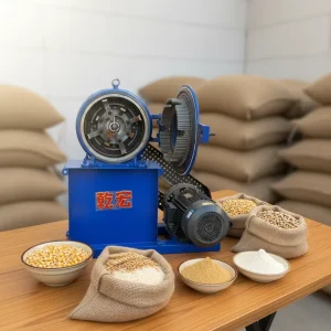 Electric Corn Maize Wheat Rice Grain Flour Mill Grinder with Motor Gear 220V Adjustable Fine Powder Processing Machine