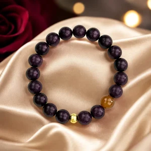 Elegant Vintage Purple Herb Beaded Bracelet with Metal Bead Decoration for Women Casual Party