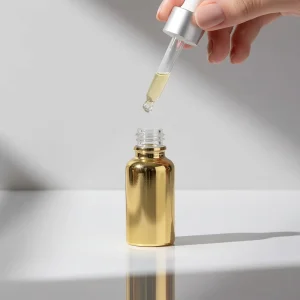 Empty Dropper Bottle 30ml Gold Electroplated Custom Packaging Hair Serum Essential Oil Cosmetic Skincare Glass Dropper Bottle