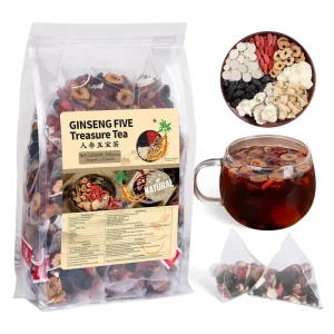 Factory Direct Five Treasure Ginseng Health Tea Bags 100% Pure High Grade 30 count Low Moq Custom Blends Natural Energy Vitality