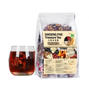 Five Treasure Ginseng Herbal Tea Bags Men’s Energy & Vitality Blend Ashwagandha Muira Puama 30 Bags Low MOQ OEM Available