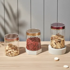 Food Grade PET Plastic Jar Inner Outer Double Cover for Traditional Chinese Medicine Pet Health Tonic Capsule Storage