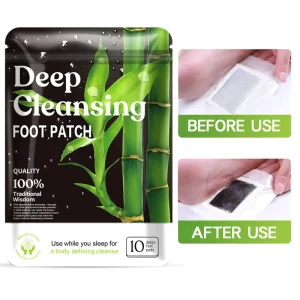 Ginger Detox Foot Patch with Vitamin C Tourmaline & Bamboo Vinegar for Anti-Aging Rejuvenation & Fatigue Relief (6x8cm)