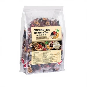 Ginseng Five Treasures Kidney Cleanse Detox Tea Bags Traditional Chinese Herbal Tea Natural Organic 25 Bags 250g Women Men