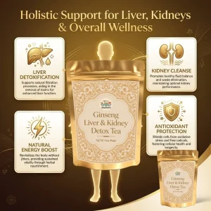 Ginseng Liver Kidney Detox Herbal Tea Reishi Dendrobium Goji Berry Natural Caffeine Free Liver Cleanse Tea Bag