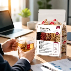Ginseng Maca Goji Berry Red Date Tea 30 Packs Herbal Energy Tea Resealable Zipper Pouch Chinese Herbal Tea OEM