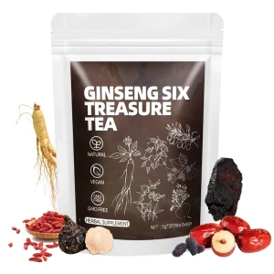Ginseng Six Treasure Tea Bags Chinese Pure Natural Blended Herbal Tea Dried Maca and Wolfberry Energy Pyramid Tea Bag