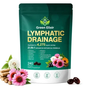 Green Elixir Private Label Lymphatic Drainage Cleansing Softgel Capsules Echinacea Cleavers For Adults Gluten-Free Vitamins 240