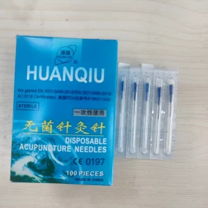 HUANQIU Brand 100pcs Disposable Sterile Stainless Steel Handle Acupuncture Needle With Tube for Single Use