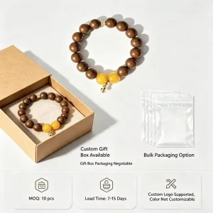 Handcrafted Agarwood Sandalwood Incense Bead Bracelet Natural Honey Amber Scented Bracelet for Custom Packaging