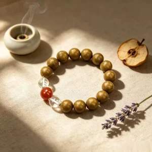 Handcrafted Goose Pear Tent Incense Bead Bracelet Natural Red Agate Clear Quartz Scented Bracelet Oriental Jewelry For Men Women
