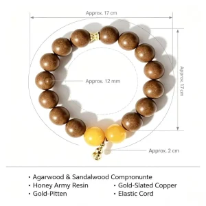 Handmade Agarwood Sandalwood Incense Bead Vintage Bracelet Natural Honey Amber Gourd Aromatherapy Women Holiday Gift