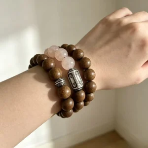 Handmade Aroma Incense Bead Bracelet With Rose Quartz Vintage Silver Accessory Oriental Scented Bracelet For Women Gift