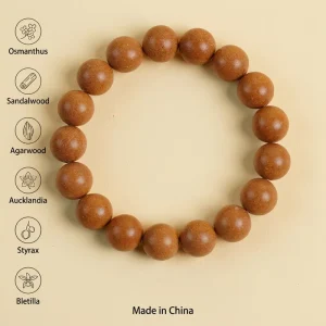 Handmade Osmanthus Incense Bead Bracelet Chinese Medicine Stress Relief Sandalwood Agarwood for Meditation