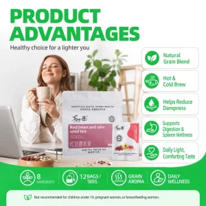 Healthy Metabolism Support Organic Blended Red Bean Coix Seed Caffeine Free Detox Beverage Bagged Tea