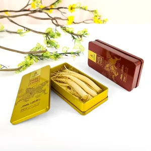 Herb Chinese Medicine Metal Tin Case Shallow Rectangular Packaging Tin Container with Custom Printed