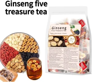 Herbal Energy Adaptogen Combination Kidney Formula Ginseng Five Treasure Tea Chinese Herbal Tea with Maca Ginseng Goji