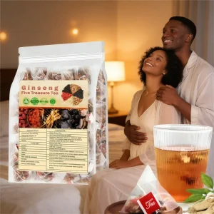 Herbal Extract Ginseng Five Treasures Tea, Wolfberry & & Jujube Blend for Men’s Energy & Vitality, OEM Private Label