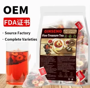 Herbal Tea Bag with Polygonatum and Ginseng Beverage for Tonify Middle Jiao Boost Qi Nourish Blood Calm the Spirit