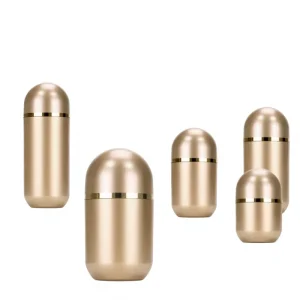 High-end Golden Acrylic Plastic Bullet-shaped Bottle for Medicine Tablets Capsules, 15ml Empty Pill Dispenser, Double-layer Screw Cap