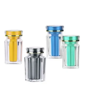 High-end Square Plastic Bottle FX006U, Double-layer Screw Cap, 60mL Capacity, for Health Supplements TCM
