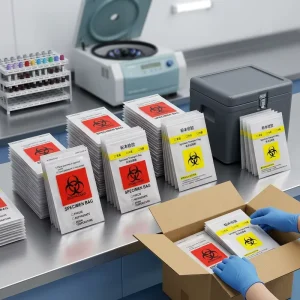 Hospital Laboratory Biohazard Specimen Bag For Blood Urine And Tissue Samples