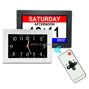 IPS 8 Inch Digital Calendar Alarm Day Clock 3 Medicine Reminders Extra Large Non-Abbreviated Day Date Month Dementia Clock