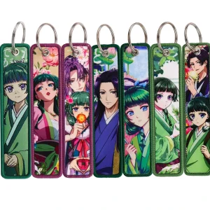Iron Rectangle Cartoon Anime Medicine House Girl Double-sided Keychain Embroidery Hemming Woven Mark Pendant Hanging