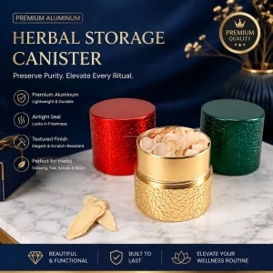 JYB Luxury Ginseng Slice Traditional Chinese Medicine Decoction Aluminum Alloy Packaging Round With Litchi Embossed Design
