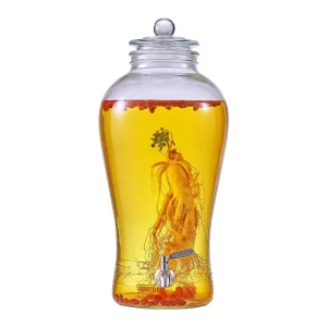 Large Mouth Frosted Sealed Wine Glass Bottle Thickened Home Faucet Wine Jar for Medicinal Wine Storage