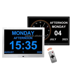 13″ Large Digital Calendar Clock Auto DST Auto Dimmable Elderly Dementia Clock Alzheimers Medicine Reminders Custom Alarms