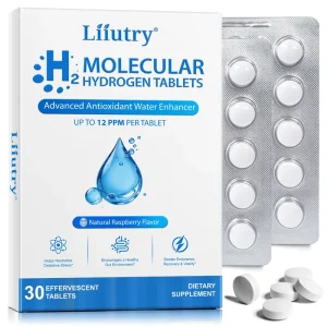 Liiutry Antioxidant Water Enhancer 12 PPM H2 Molecular Hydrogen Water Drinking Tablets for Supports Muscle Recovery Metabolism