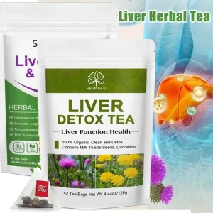 Liver Detox Natural Organic Herbal Tea 42-Day Detox Program with 28 Tea Bags for Clearing Heat Repairing Body Fat Metabolism