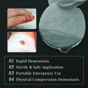 Medical Chitosan Hemostatic Sponge Sterile Gauze Wound Dressing Rapid Bleeding Control for Trauma Care Home Use Travel Kit