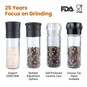 Mill Glass Empty Manual Salt Spice Pepper Grinder Disposable Ceramic Spice Salt Pepper Mill