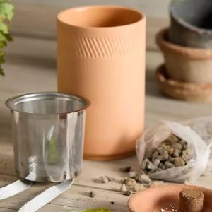 Modern Square Design Self Watering Ceramic Herb Grow Kit Spearmint for Floor Usage