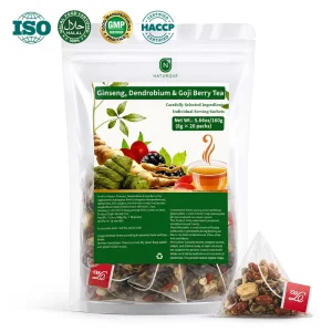 Natural Chinese Herbal Liver Care Tea Ginseng Dendrobium Wolfberry Kidney Support Detox Tea for Daily Health
