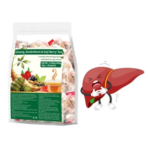 Natural Chinese Herbal Liver Care Tea Ginseng Dendrobium Wolfberry Kidney Support Detox Tea for Daily Health