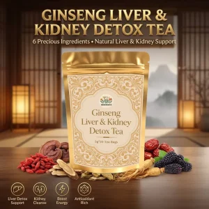Natural Ginseng Herbal Liver Kidney Detox Tea Six Premium Botanicals Formula Body Toxin Clearing Fatigue Relief Daily