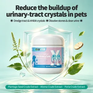 Natural Herbal Pet Urinary Health Supplement for Kidney Bladder Stone Removal UTI Support for Dogs Cats