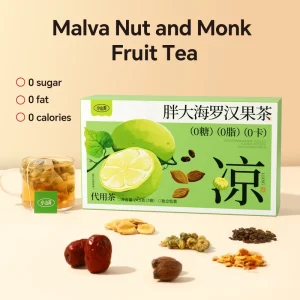 Natural Monk Fruit Malva Nut Tea Soothing Throat Herbal Luo Han Guo for Voice Care & Lung Health Tea Bags
