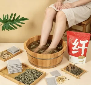 Natural Mugwort Foot Soak Bag Enhance Immunity Sleep Herbal Detox Care Spa Relax Muscles Pain Relief 500mL Capacity Individually