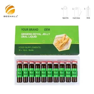 OEM 10ml Solution Ginseng Royal Jelly Oral Liquid Immunity Supplement Provide Energy Health Drink