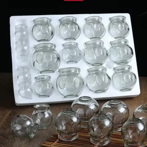 OEM 12 Piece Glass Cupping Kit with Silicone Pump for Salon & Home Use Fireless Design Body Pain Relief & Slimming