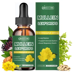 OEM Adult Mullein Drops With Mullein Leaf Extract Chlorophyll Vegan Liquid Supplement For Lung Cleanse Detox Respiratory Support