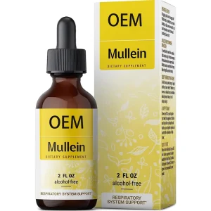 OEM Alcohol Free Organic Mullein Leaf Liquid Drops Vegan Sugar Free Respiratory Herbal Tincture Immune Support Antioxidant