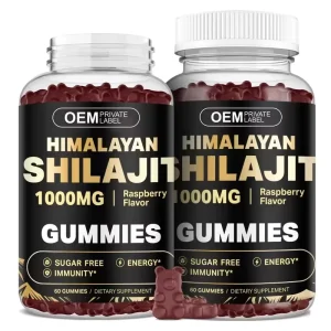OEM Custom Shilajit Gold Gummies Pure Himalayan 3000 mg Energy Immunity Support with Ashwagandha