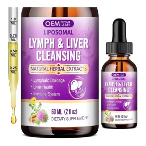 OEM Factory Liver Cleanse Detox Supplement Lymphatic Drainage Drops with Milk Thistle Echinacea Artichoke Dandelion Turmeric
