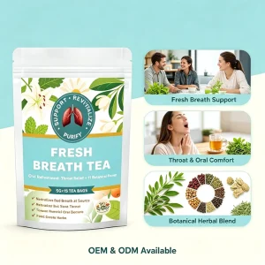 OEM Fresh Breath Tea 11 Botanical Soothe Throat Dry Mouth Bad Breath Flatulence Belching Natural Oral Care